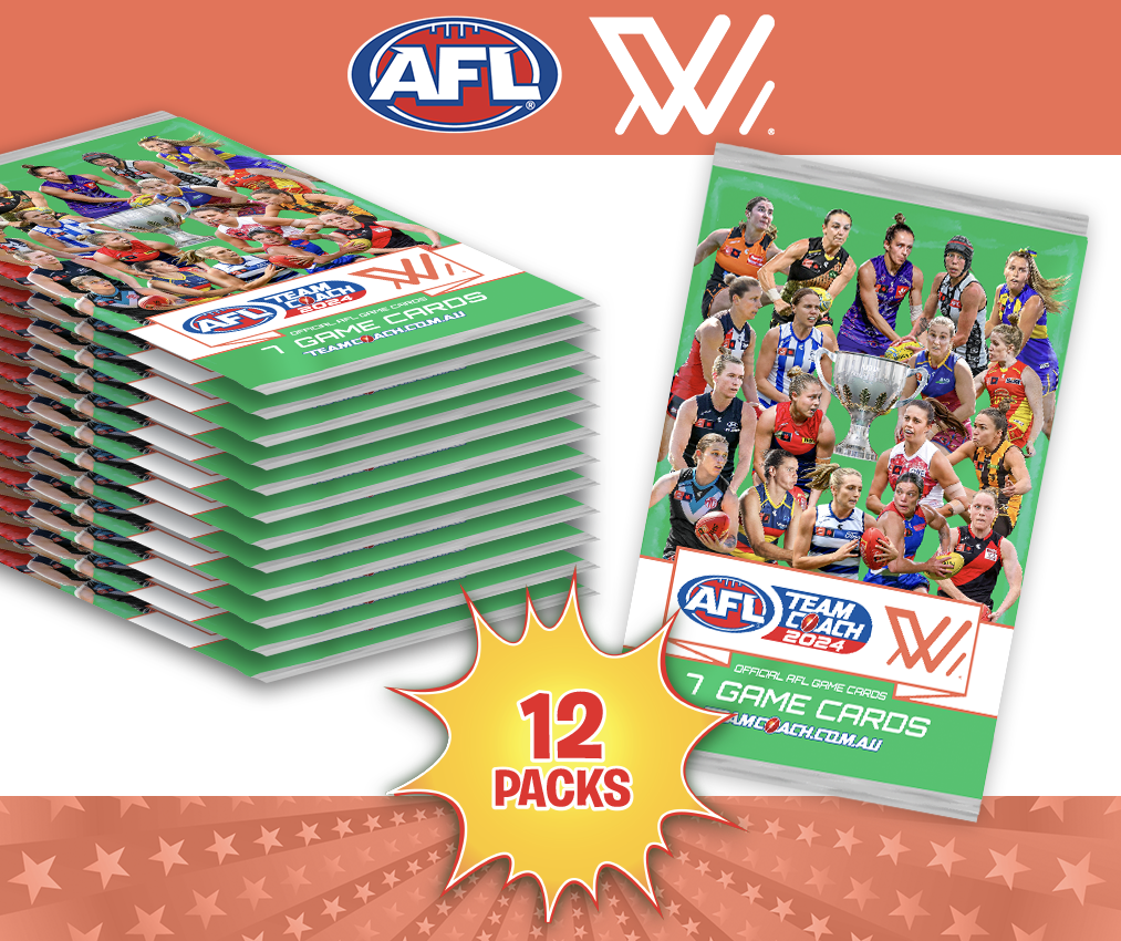 AFLW 2024 Teamcoach Game Card Packs - 12 Packs